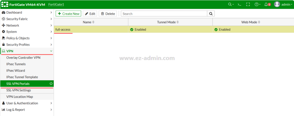ssl vpn forticlient tunnel mode